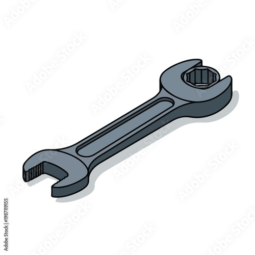 Adjustable Wrench Tool on White Background