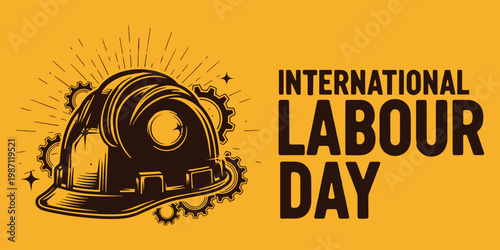 International labour day commemoration a vintage worker's helmet illustration