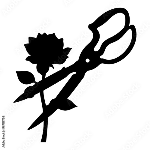 Rose and garden shears in silhouette for Rose Festival  
