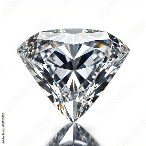 Trillion Cut Diamond Gemstone Isolated on White Background