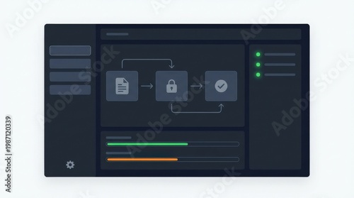 Dark Technology Dashboard Interface Showing Security Analytics.