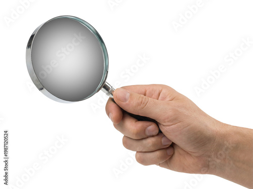 Hand Holding Magnifying Glass Closeup