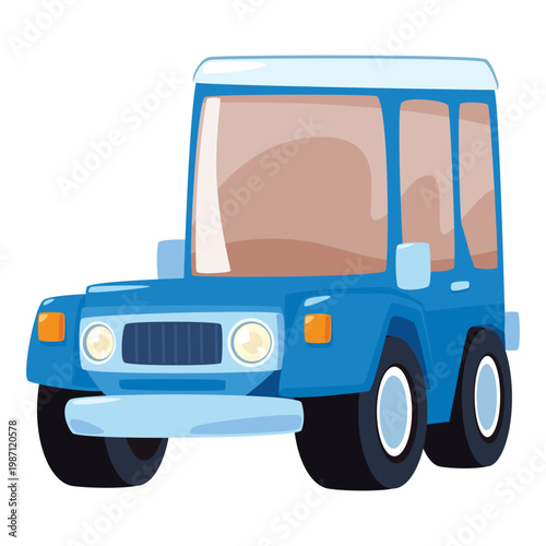 Cute Blue Off-Road SUV Cartoon Illustration