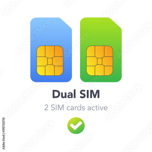 Dual SIM cards mobile interface concept. vector illustration