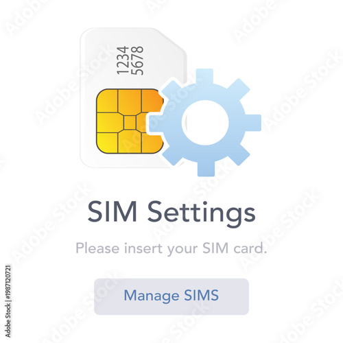 SIM settings mobile app interface screen. vector illustration