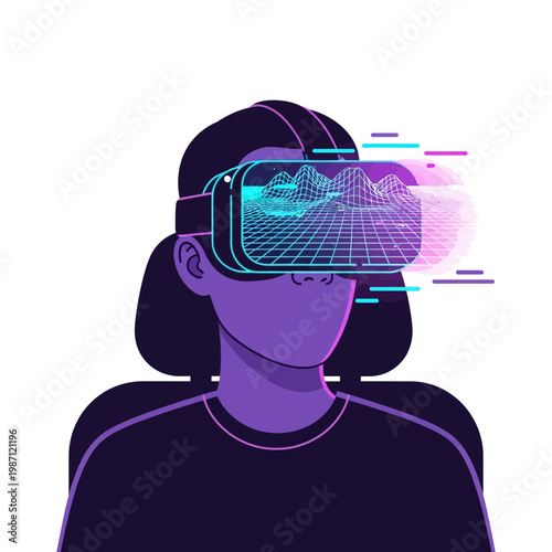 User Enjoys Immersive Virtual Reality Experience with Headset