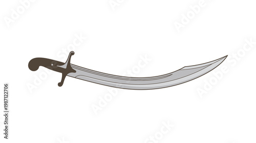 Historical Ottoman Style Scimitar Sword Isolated on White.
