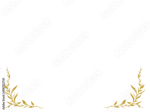 Minimalist Gold Floral Bottom Corner Border Elegant Leaf Frame