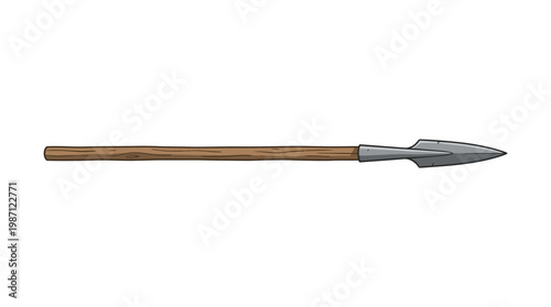 Vintage Illustration of a Sharp Metal Tipped Wooden Spear.