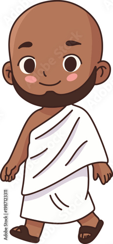 Bald Muslim Man Ihram Colored
