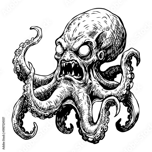 hand drawn octopus vector illustration