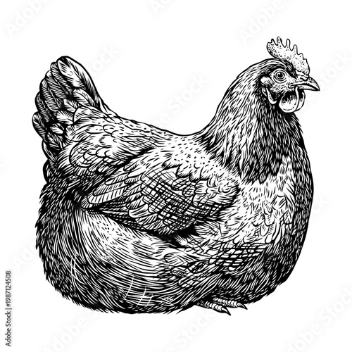 hand drawn illustration of a hen vector