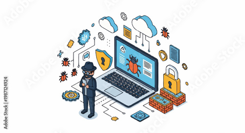 Cybersecurity Hacker Threatening Computer Network Security.