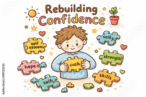 Icon messy simple doodle growth concept confidence rebuilding generation vector image person