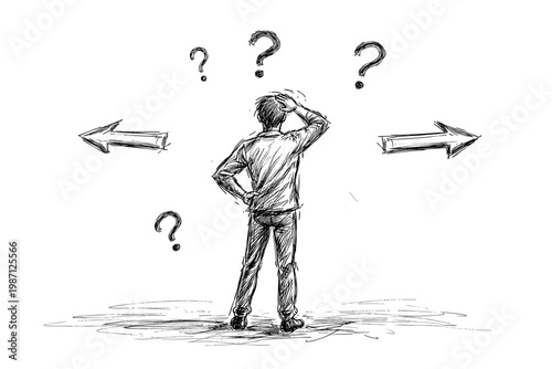 Vector concept messy person image generation space icon simple imperfect uncertainty empty