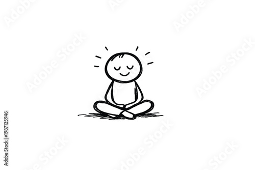 Person doodle imperfect messy calm space serenity style composition vector icon