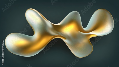 Golden fluid shape flows against a dark background.