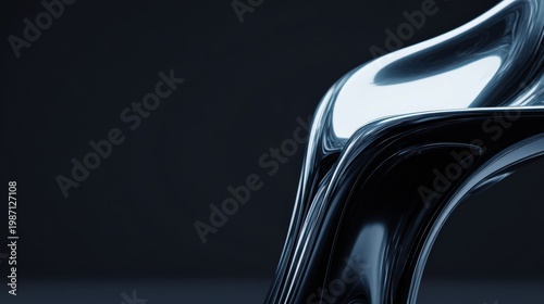 Smooth metallic surface curves elegantly against a dark background.