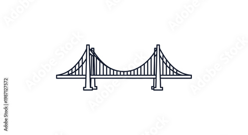 Illustration of a blue arched bridge with a road on a white background in a simple line drawing style.