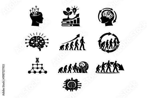 Image intelligence icon structure symbol knowledge evolution depicting growth vector simple generation