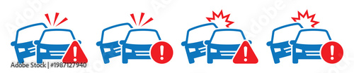 Car accident warning icon, Car crash icon, vector illustration