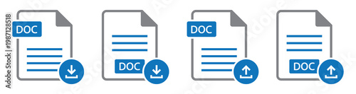 Document file format upload and download icon Illustration