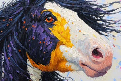 Painting-style wall poster featuring a horse sprinting through a colorful scene, executed with fluid brush strokes and a creative artistic approach