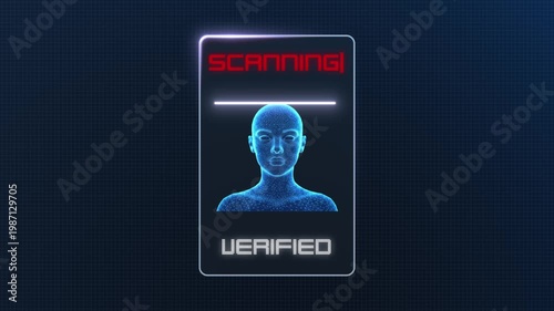 Human Face Biometric Identity Profile Payment Screen Lock User Verification Facial Recognition Cybersecurity AI Scan Animation 4K