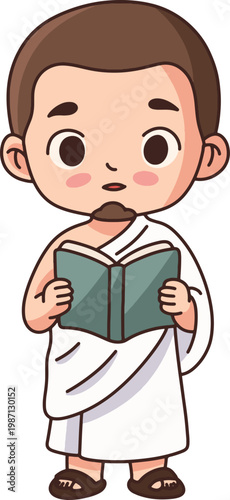 Muslim Man Praying Ihram Colored