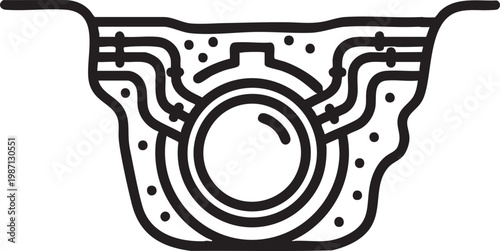 Underground utility pipe cross section icon with underground, drainage