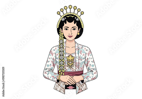 Woman wearing traditional ornate headpiece and jewelry in cultural attire