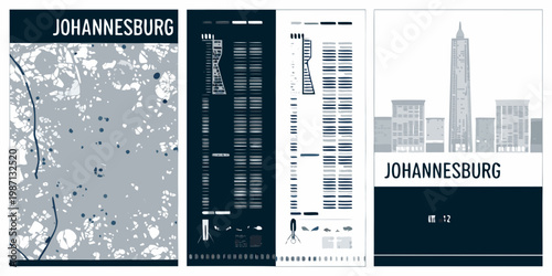 Johannesburg cityscape art abstract modern and skyline views presented vertically