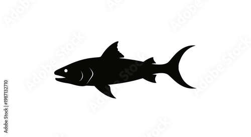 Black silhouette of a fish swimming.