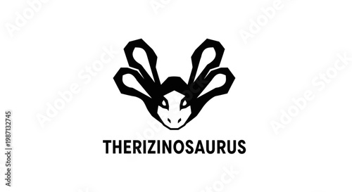 Therizinosaurus dinosaur logo illustration.