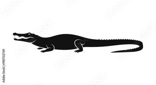 Black silhouette of a crocodile.