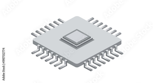 A computer microchip with pins.