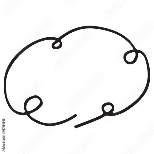 もくもくした雲の形のフレーム 幼稚園や保育園のお便りに使える手描き風の囲み枠ベクター素材