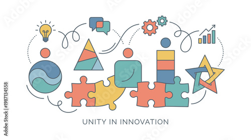 Unity and Diversity Illustration – Abstract Flat Vector with Connected People and Symbols