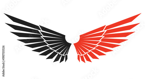 Graphic depiction of avian wings in contrasting colors for symbolic representation