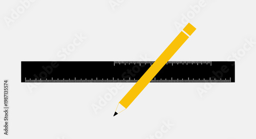 Graphic illustration of a ruler and pencil, perfect for design and measurement concepts