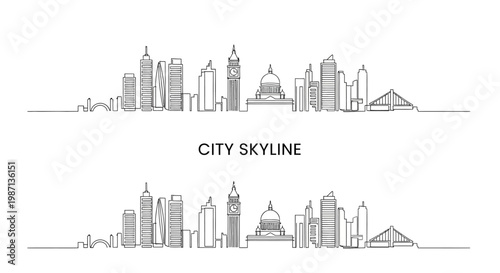 Φωτογραφία Minimalist hand drawn line art illustration of a generic city skyline