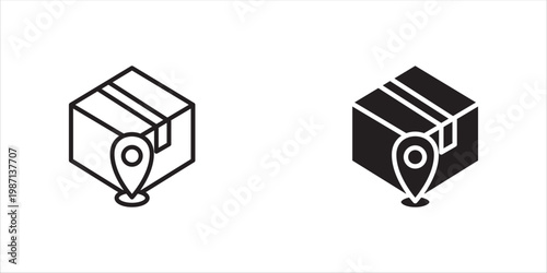 Parcel tracking icon for your website, logo, app, UI, product print. Parcel tracking concept flat Silhouette vector illustration icon. Editable stroke icons set
