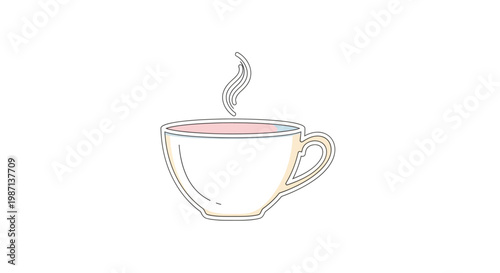 Illustration of a cup of tea with rising steam, ideal for a relaxing morning