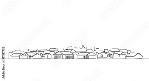 Architectural line sketch showing a residential street scape.