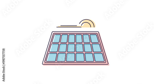 Illustration of a solar panel and the sun depicting renewable energy concept
