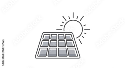 Illustration of solar panel with sun, energy concept, sustainability, and renewable resources