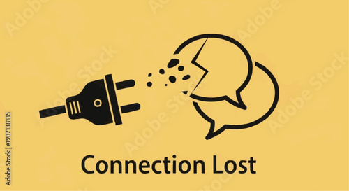 A vector graphic illustration of a broken connection symbolizing lost communication in white background.
