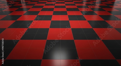 Red and Black Checkered Floor Perspective.
