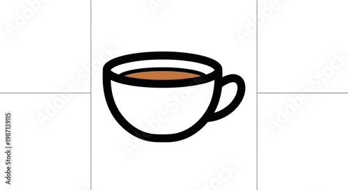 Minimalist design of a coffee cup with a minimalist illustration on white background
