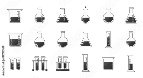 Illustrated laboratory equipment in scientific vector design for research and development